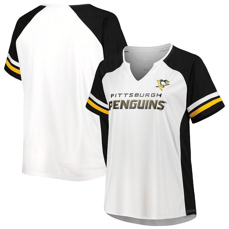 Womens Profile Pittsburgh Penguins Plus Size Notch Neck Raglan T-Shirt Product Image