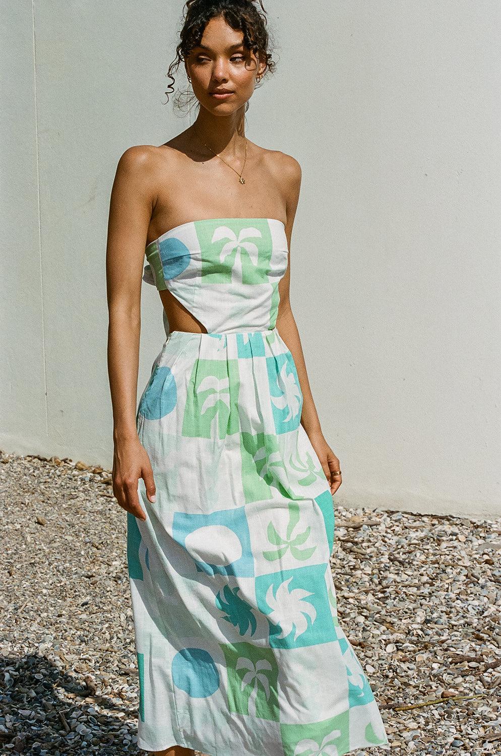 Talullah Midi Dress - Palm Tile Breeze Product Image