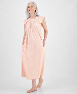 Women's Cotton Smocked-Neck Nightgown, Created for Macy's Product Image