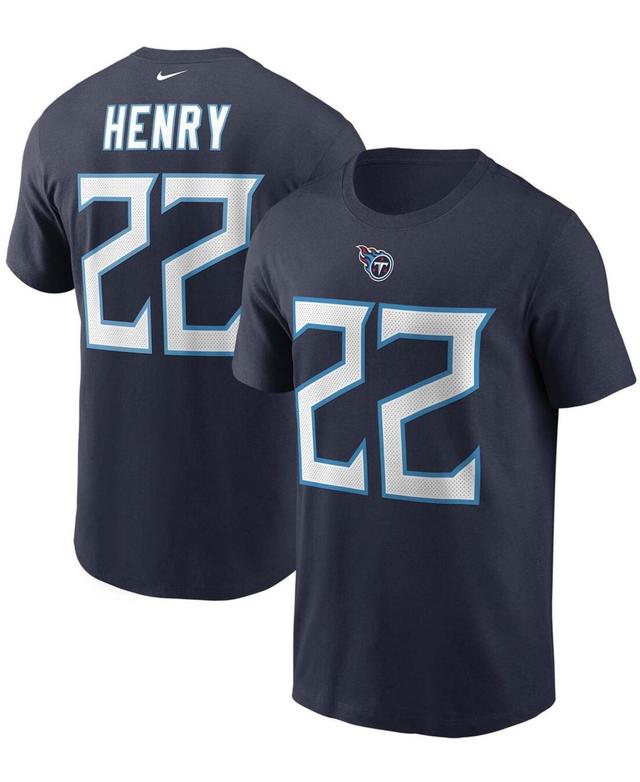 Mens Derrick Henry Navy Tennessee Titans Name and Number T-shirt Product Image