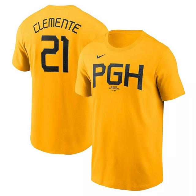 Mens Nike Roberto ClementeGold Pittsburgh Pirates City Connect Fuse Name & Number T-Shirt Product Image