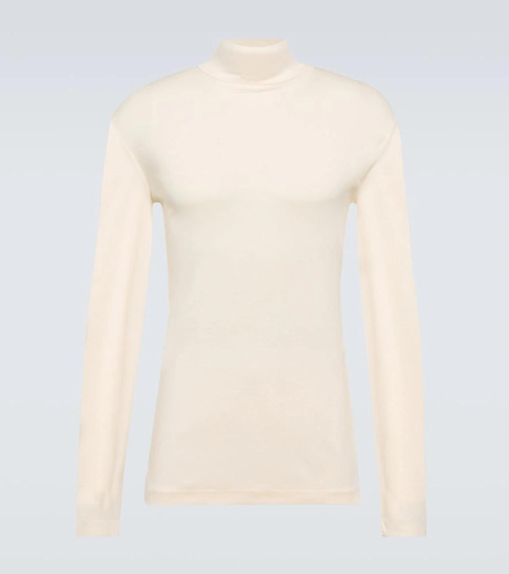 Turtleneck Cotton Jersey Top In White Product Image