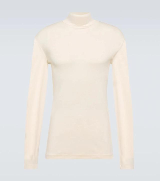 Turtleneck Cotton Jersey Top In White Product Image