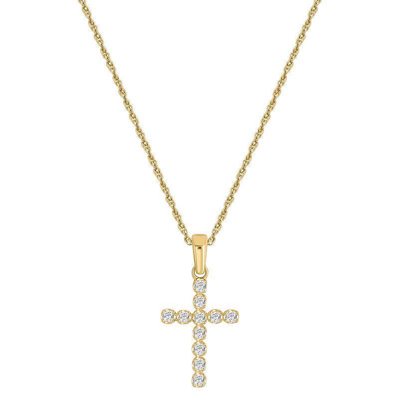 10k Gold 1/5 Carat T.W. Diamond Cross Pendant Necklace, Womens Product Image