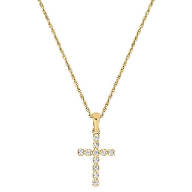 10k Gold 1/5 Carat T.W. Diamond Cross Pendant Necklace, Womens, Size: 18, White Product Image