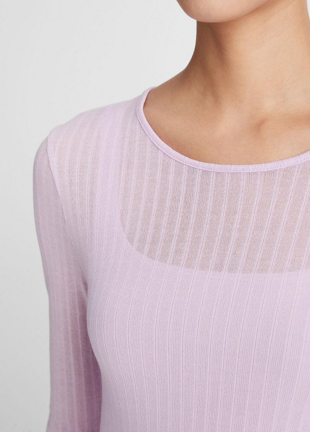 Sheer Long-Sleeve Crew Neck Top product image