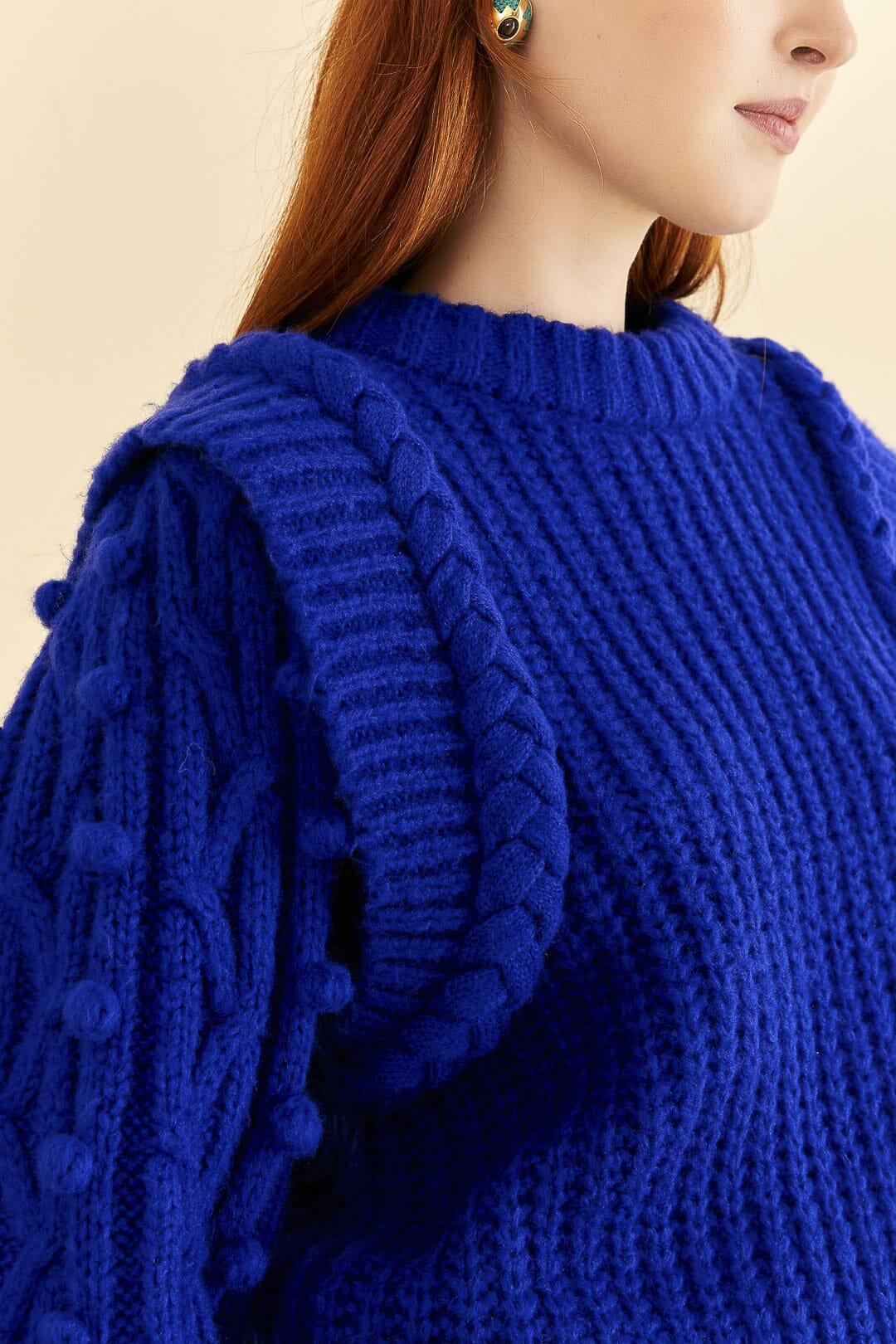 Blue Braided Sweater Product Image