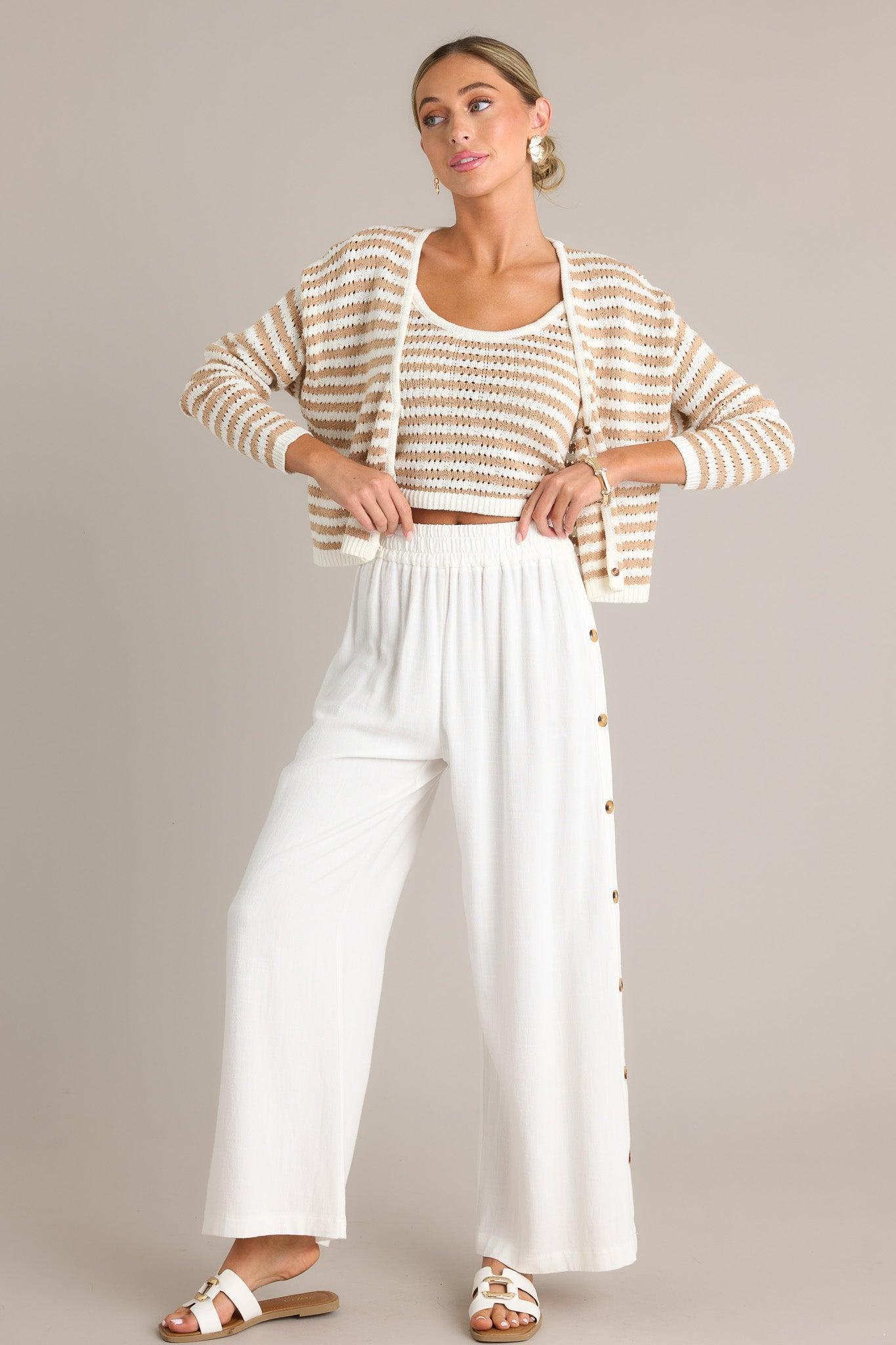 Effortless Glam Ivory Wide Leg Pants Product Image