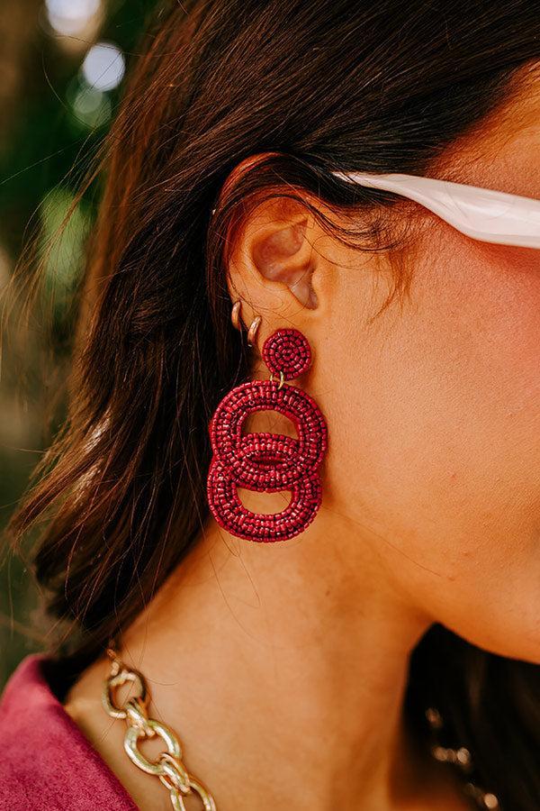 Major Icon Beaded Earrings In Wine Product Image