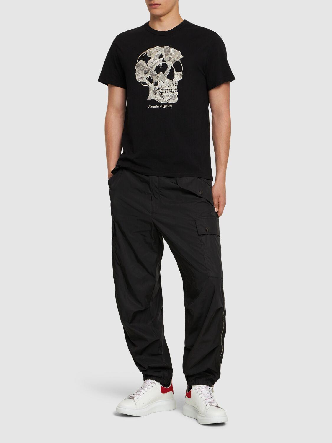 Skull Print Cotton T-shirt In Black Product Image