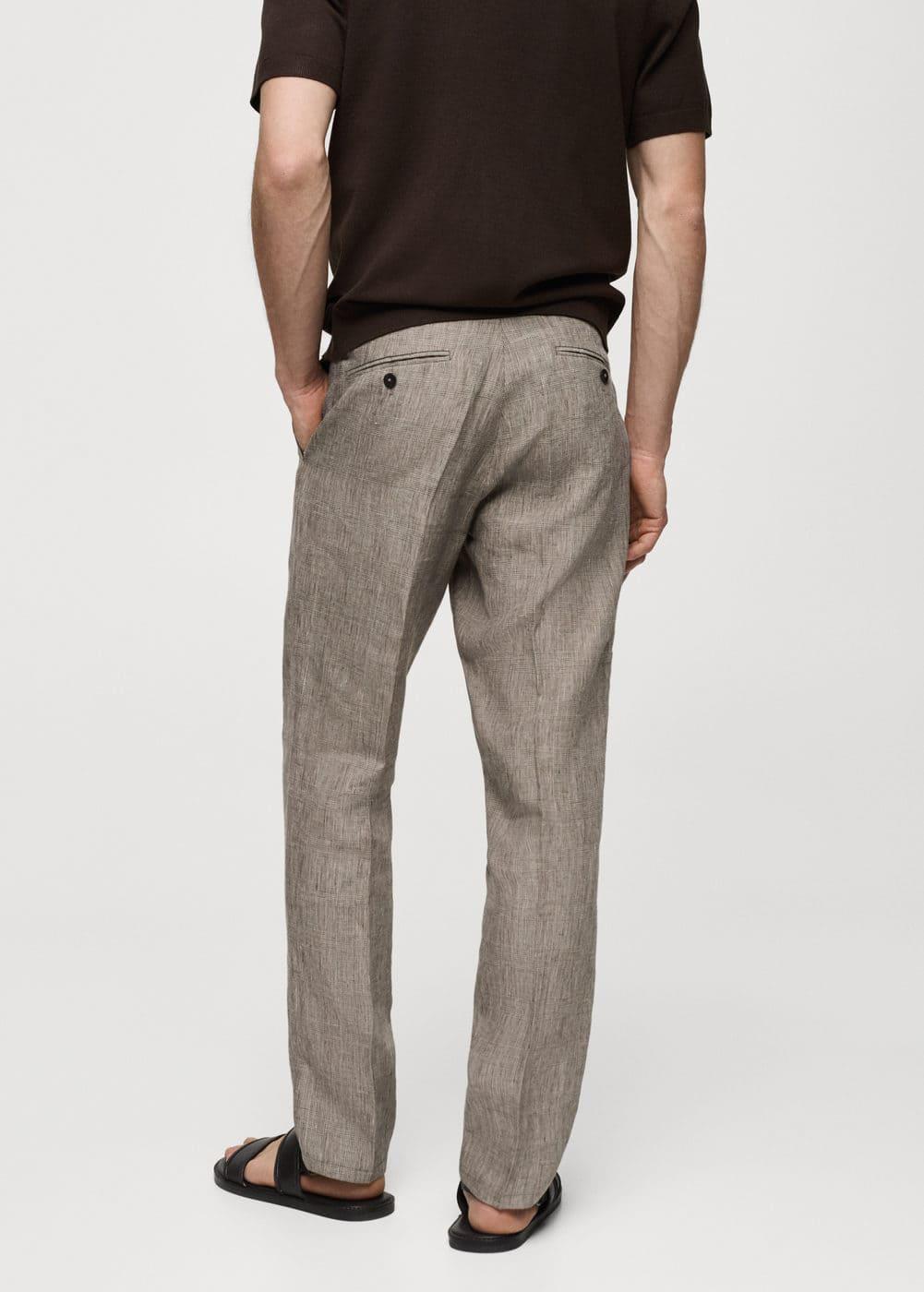 Mango Mens 100% Linen Prince Of Wales Check Trousers Product Image