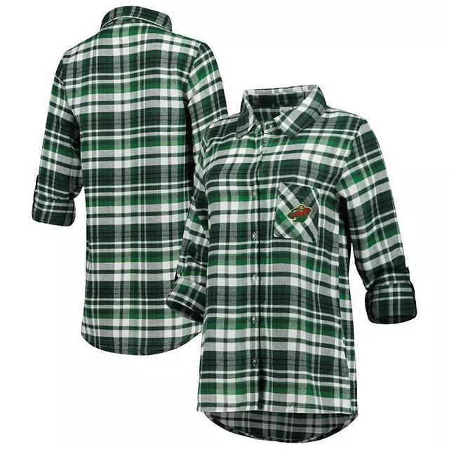 Womens Concepts Sport Minnesota Wild Mainstay Flannel Full-Button Long Sleeve Nightshirt Product Image