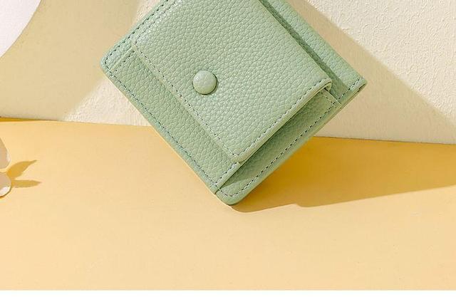 Plain Faux Leather Short Wallet Product Image