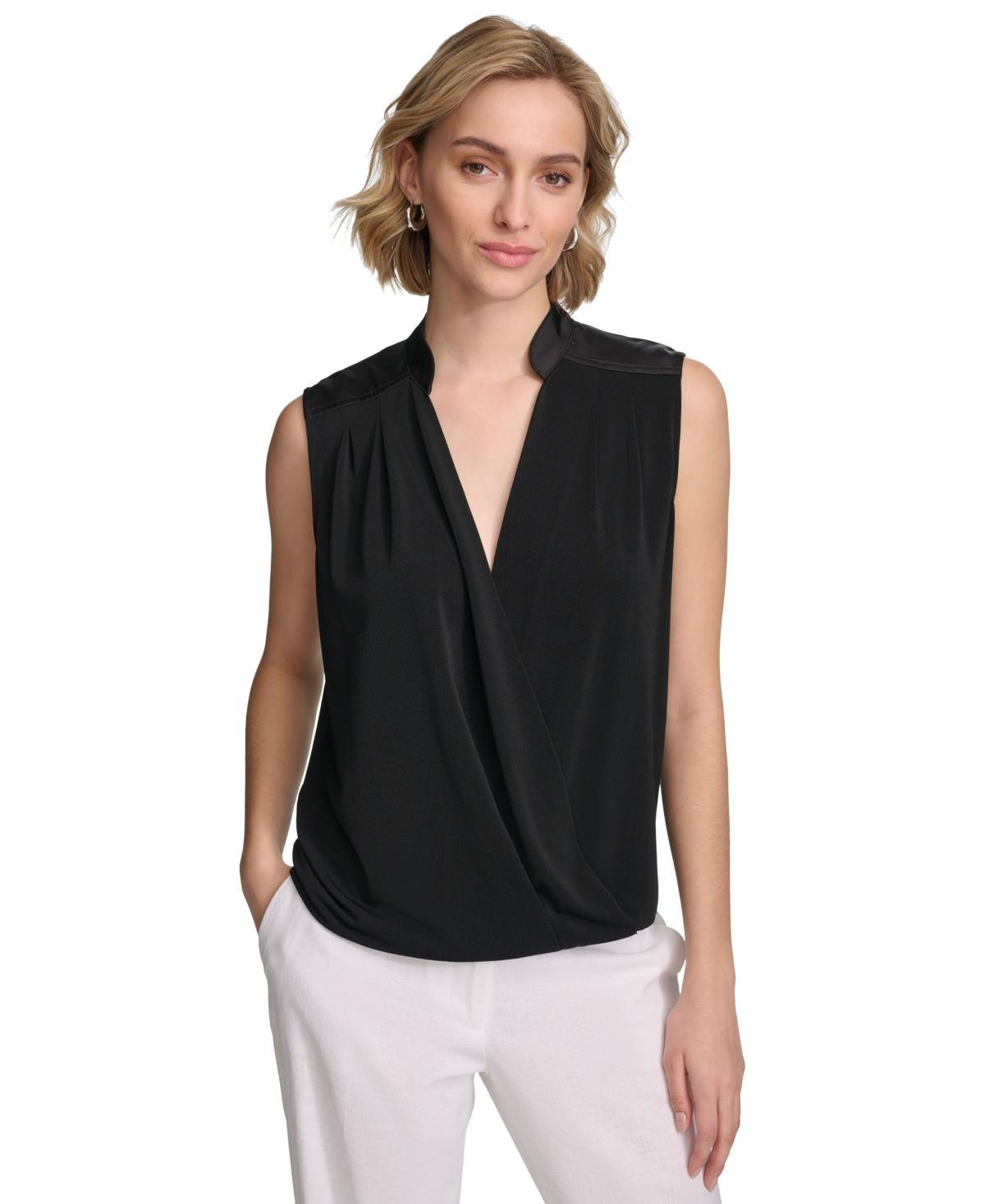 Women's Sleeveless Draped V-Neck Top  Product Image