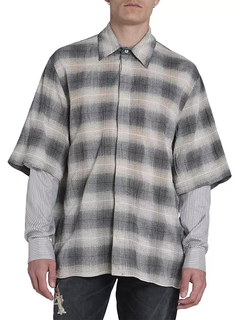 Plaid Cotton-Blend Long-Sleeve Shirt Product Image