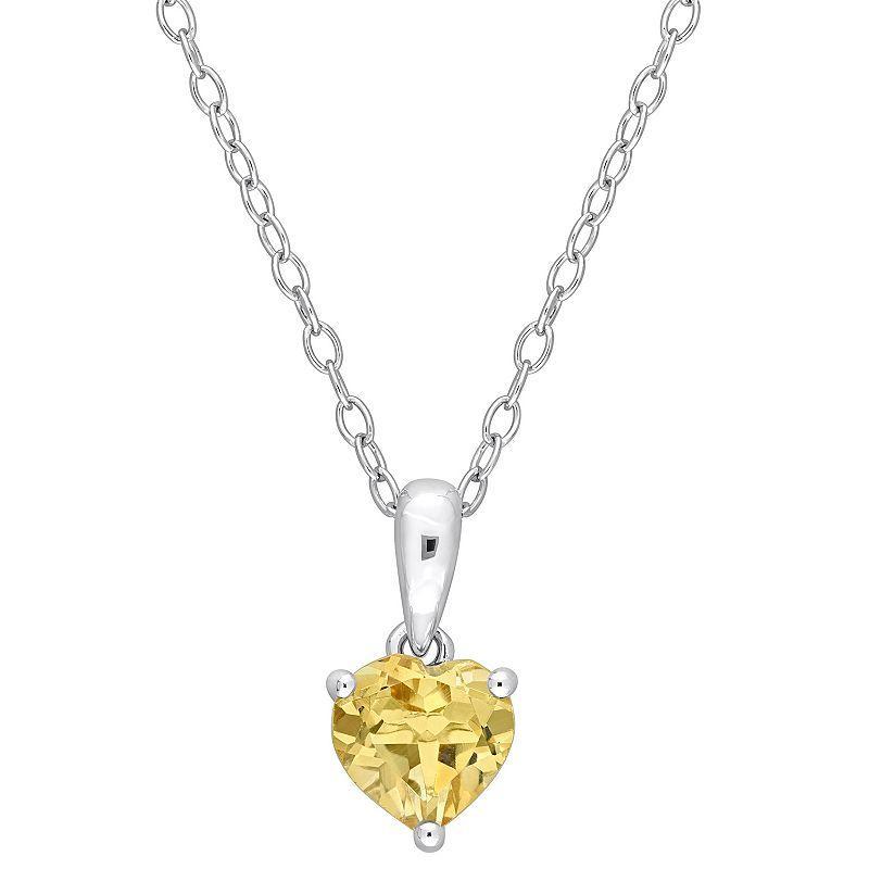 Stella Grace Sterling Silver & Gemstone Heart Stud Pendant Necklace, Womens Yellow Product Image