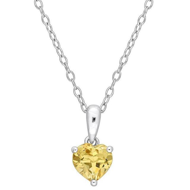 Stella Grace Sterling Silver & Gemstone Heart Stud Pendant Necklace, Womens Citrine Product Image