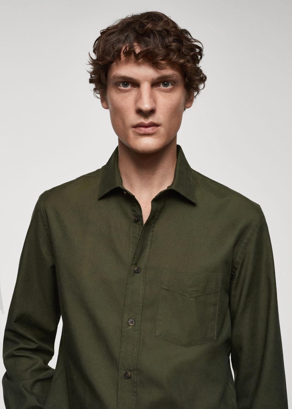 Mango Mens Brushed Cotton Twill Shirt Product Image