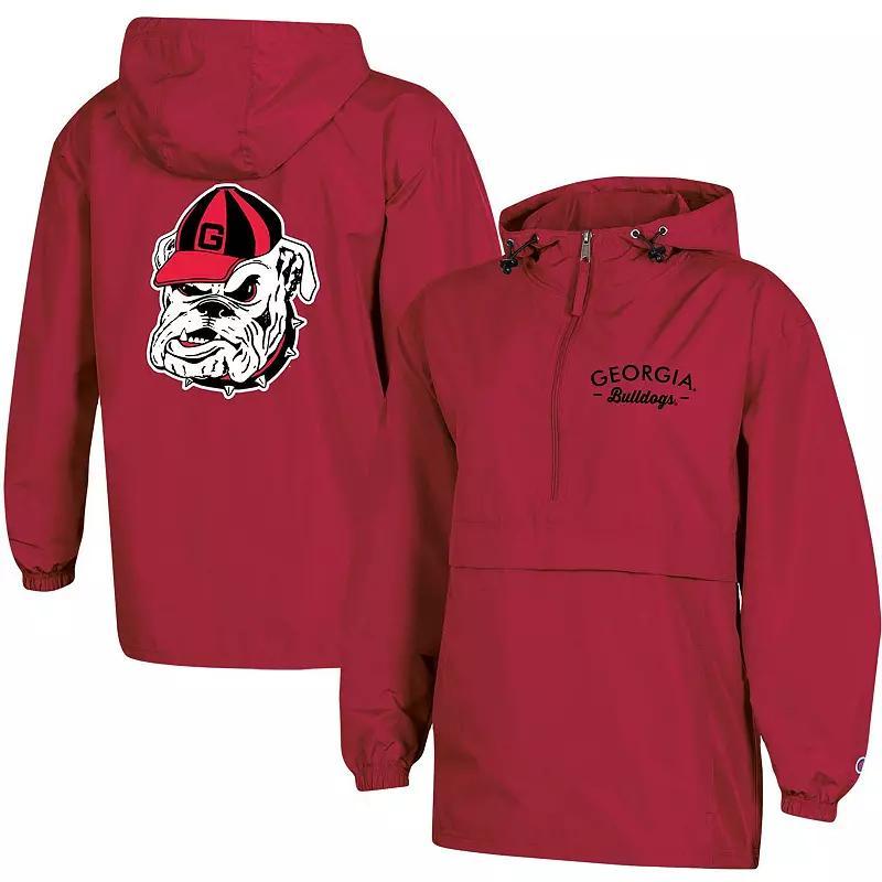 Womens Champion Red Georgia Bulldogs Packable Half-Zip Light Rain Jacket Product Image