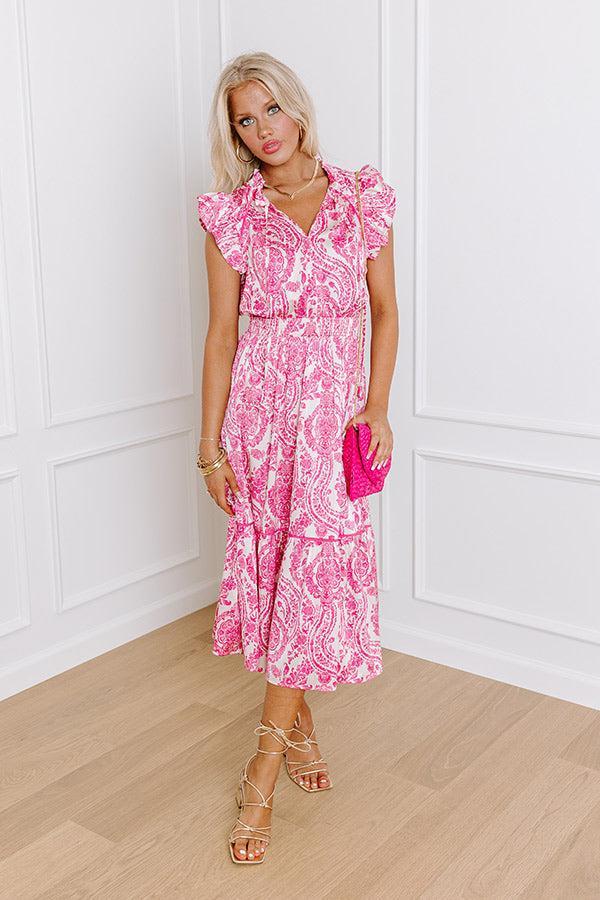 Riviera Rendezvous Satin Midi in Fuchsia Product Image