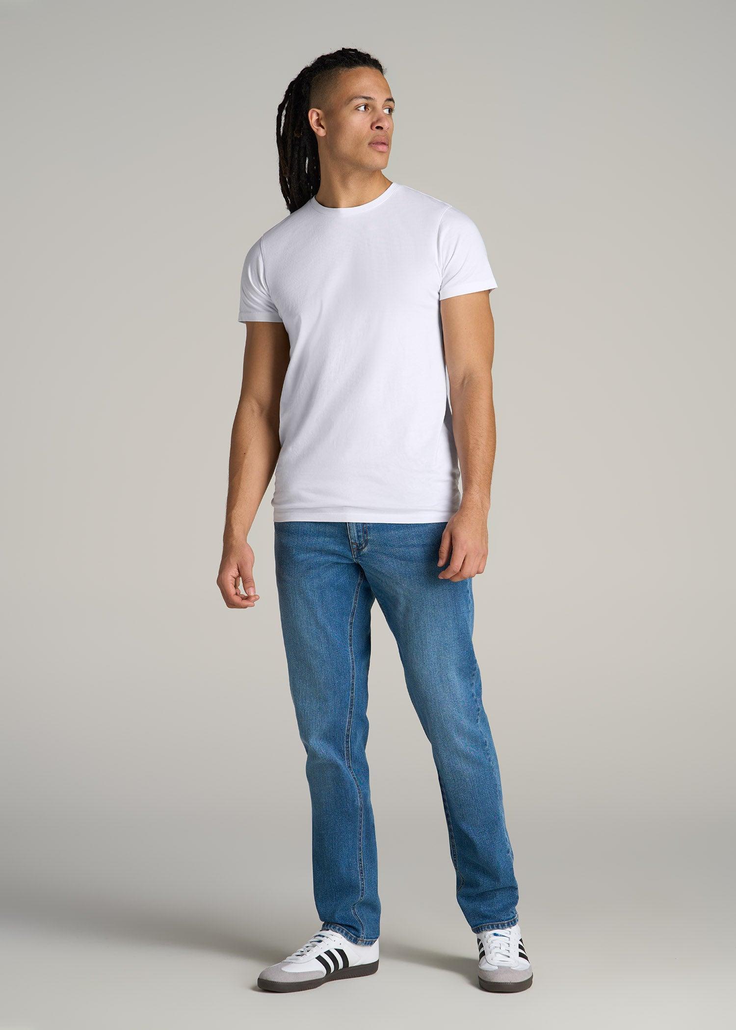 MODERN-FIT Garment Dyed Cotton Men's Tall T-Shirt in White Product Image