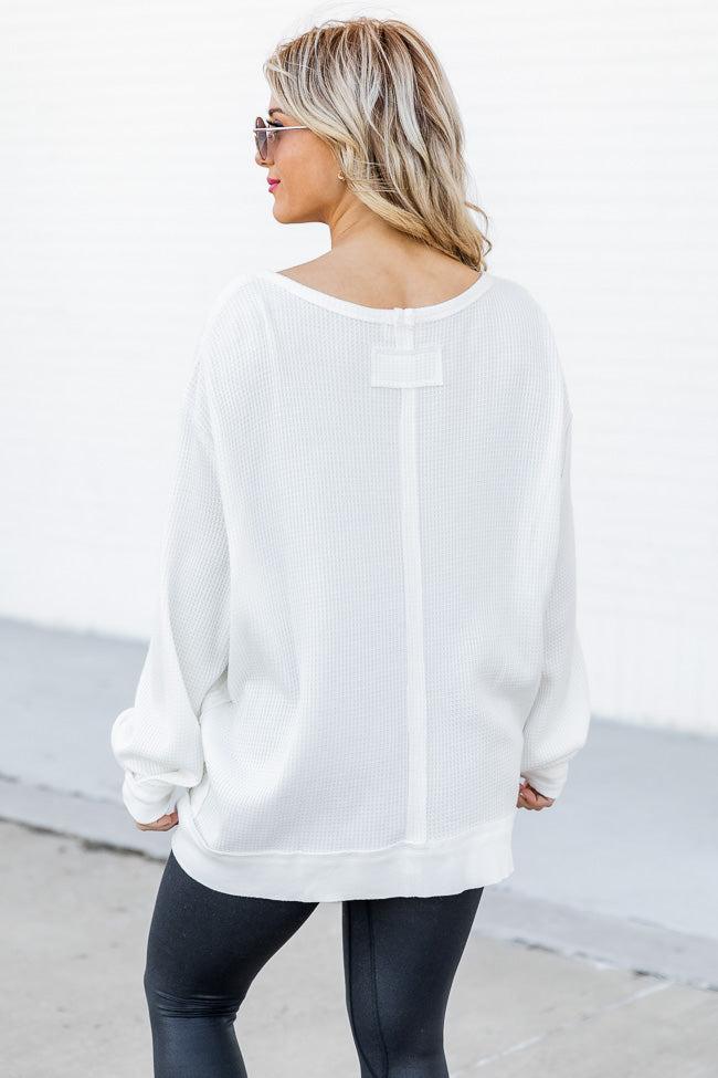 Give In To You Ivory Boatneck Waffle Knit Oversized Pullover FINAL SALE Product Image