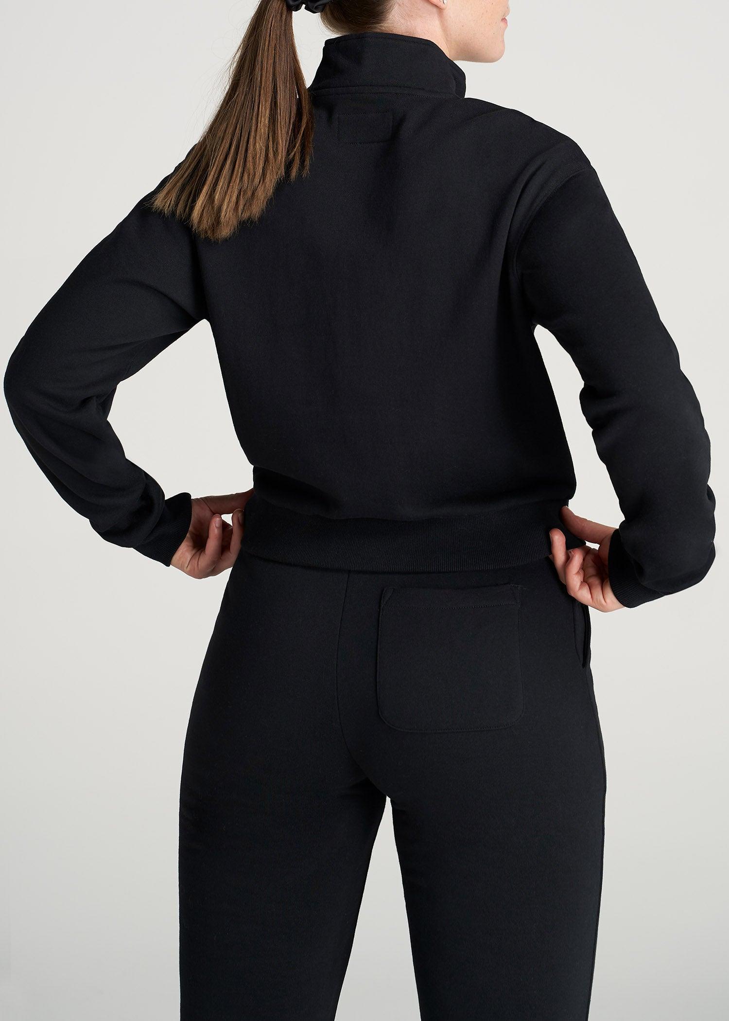 Wearever Fleece Cropped Half-Zip Sweatshirt for Tall Women in Black Female Product Image