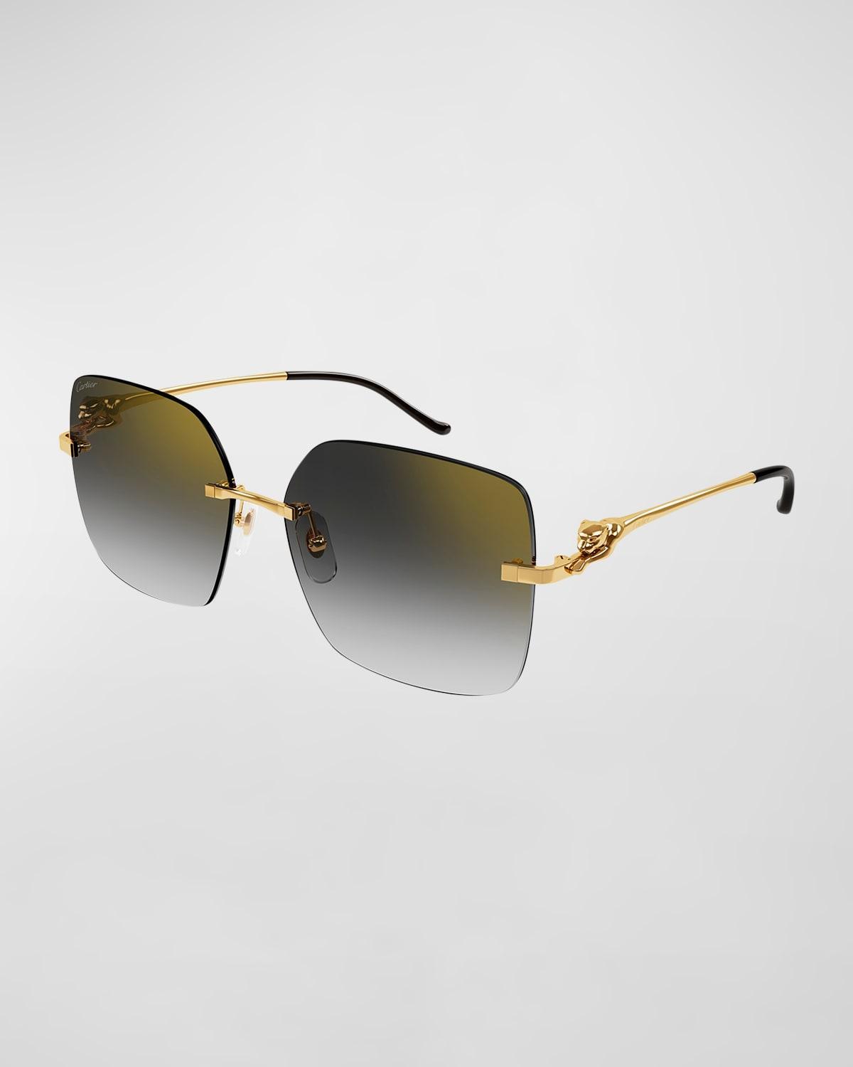 Womens Panthre Classic 24-Carat Gold 60MM Square Sunglasses Product Image