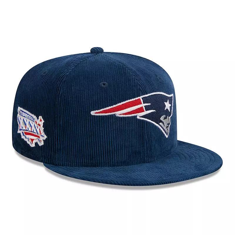 Mens New Era New England Patriots Throwback Cord 59FIFTY Fitted Hat Blue Product Image