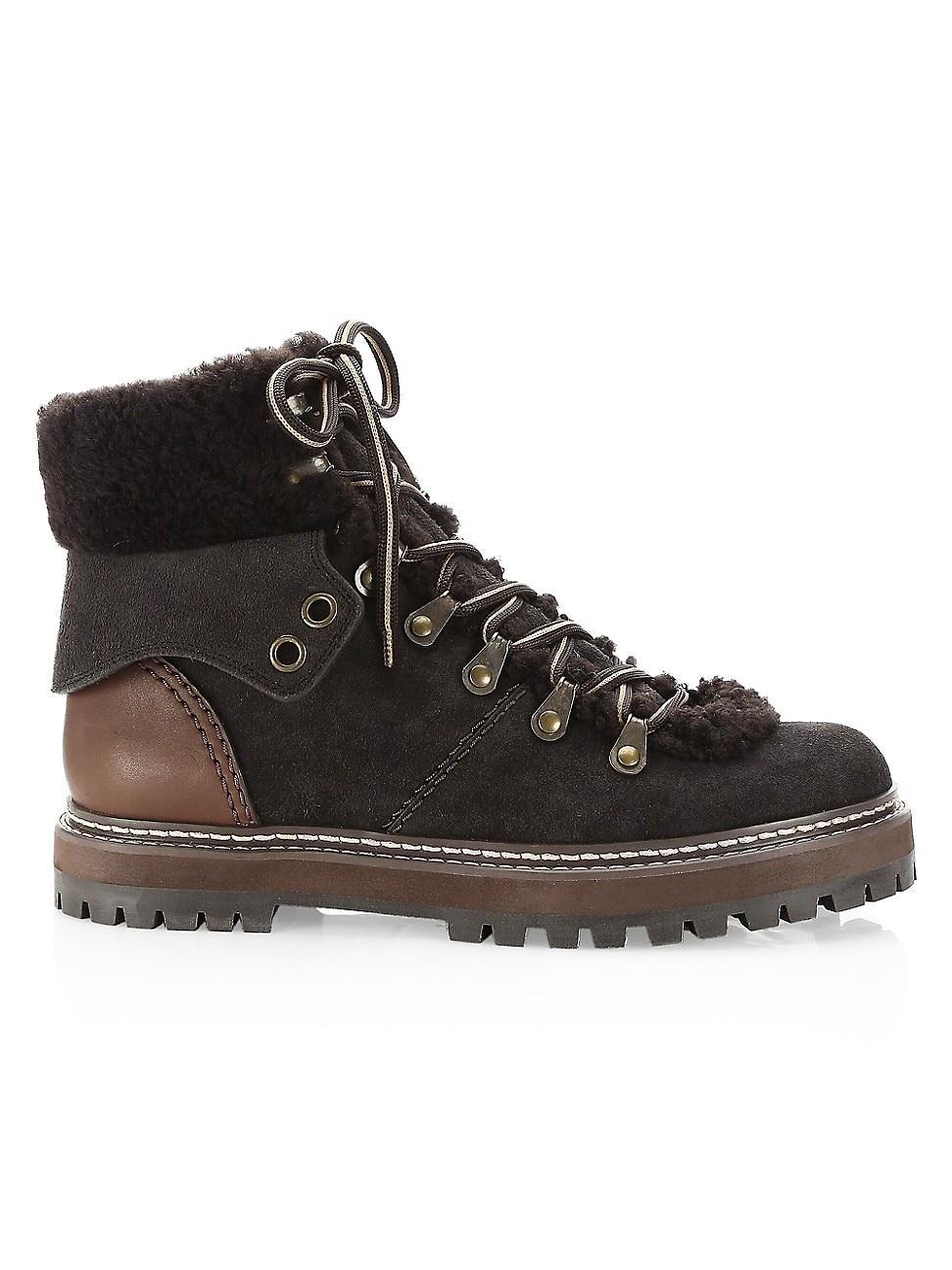 Womens Eileen Lace-Up Shearling-Lined Ankle Boots Product Image