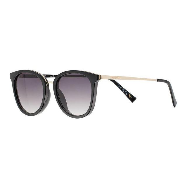 Womens Nine West 58mm Rounded Vintage-Inspired Gradient Sunglasses, Black Product Image