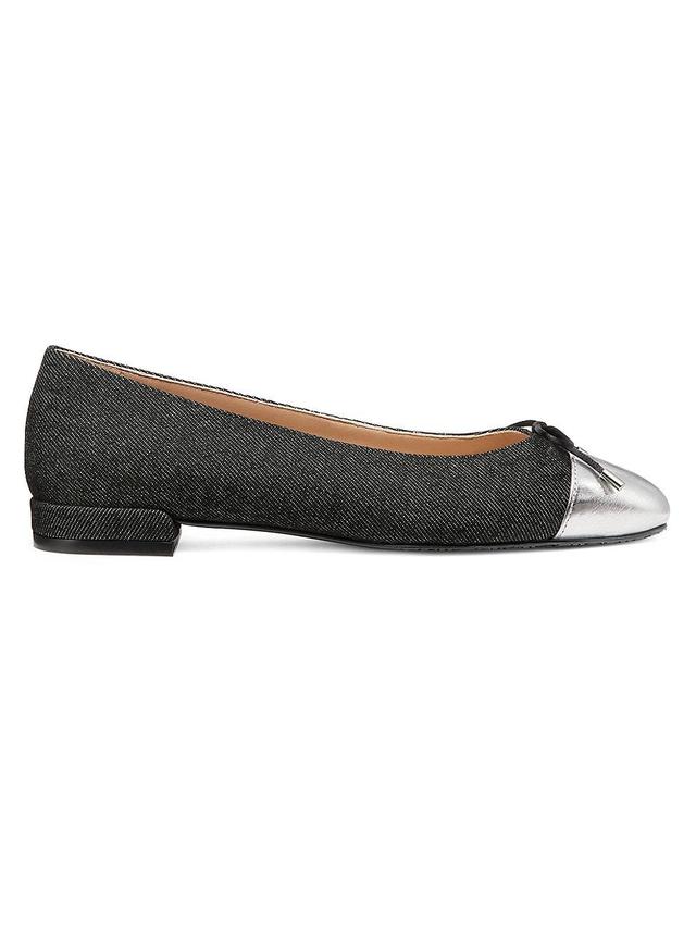 Womens Sleek Bow Denim Ballerina Flats Product Image