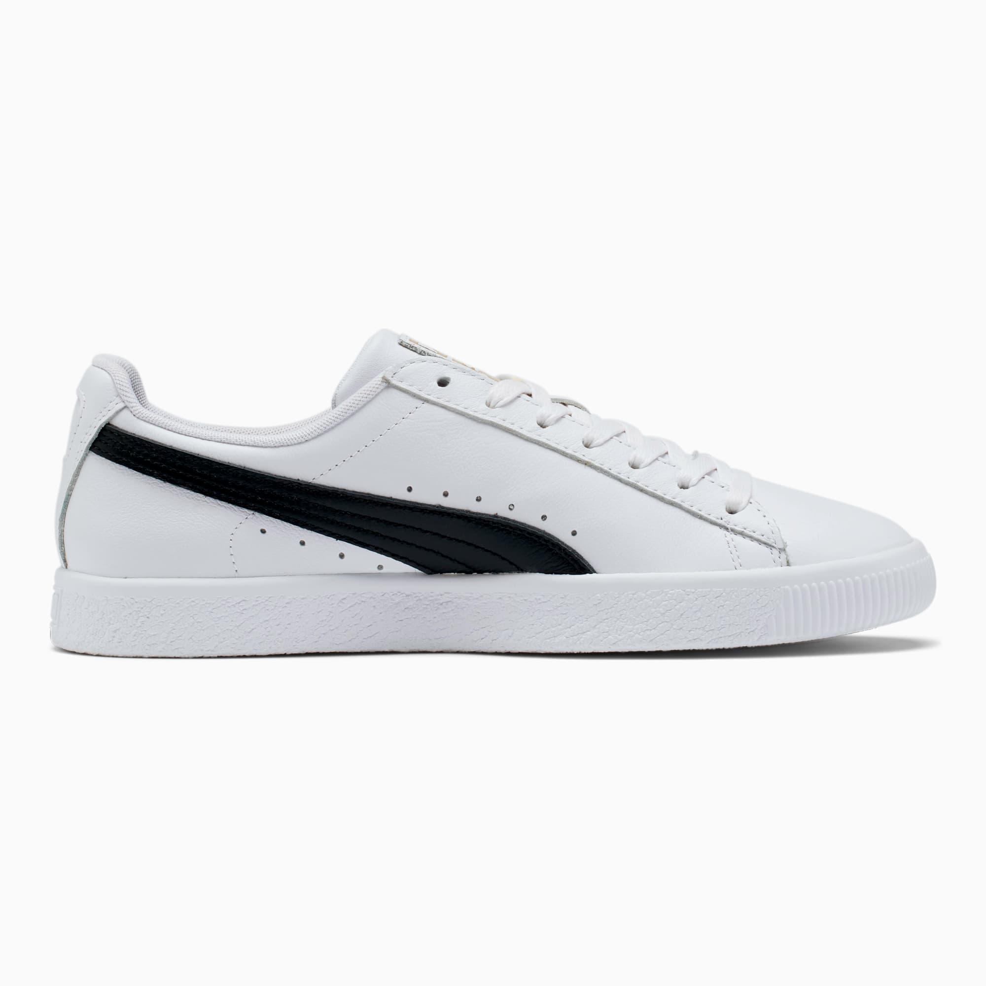 PUMA Clyde Core Foil Men's Sneakers in White/Black/Team Gold Product Image