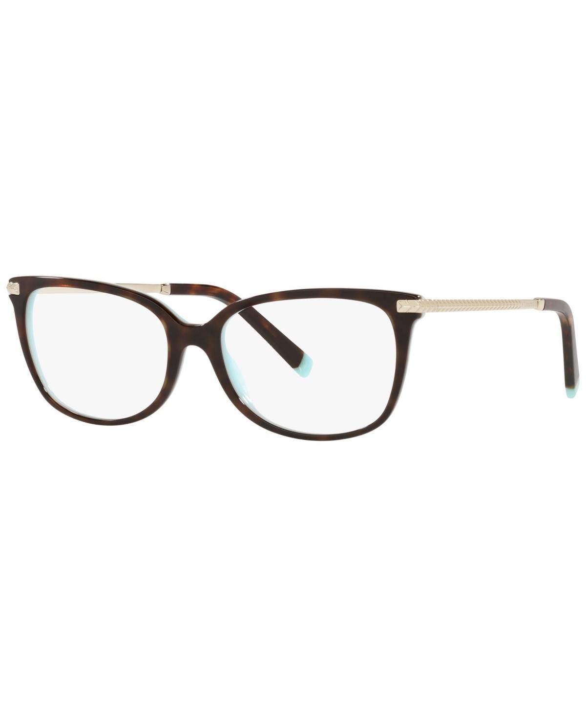 Tiffany & Co. TF2221F Womens Rectangle Low Bridge Fit Eyeglasses - Havana on Tiffany Blue Product Image