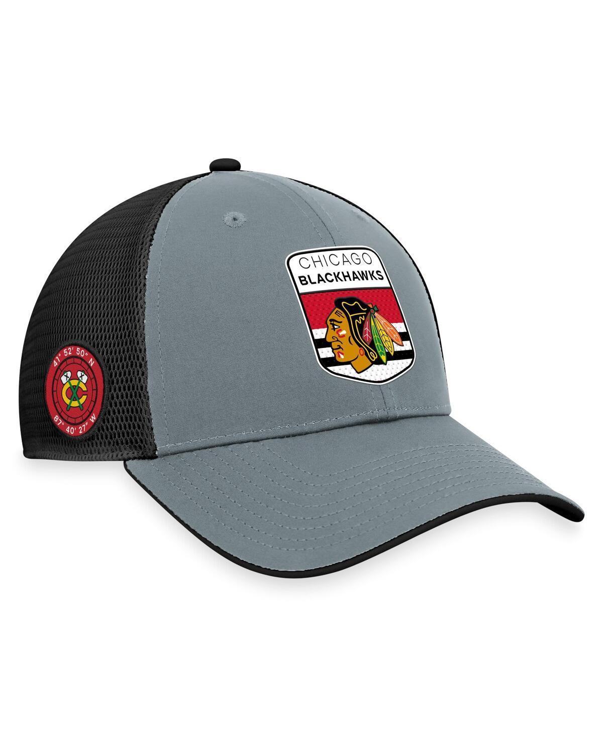 Mens Fanatics Branded Gray/Black Chicago Blackhawks Authentic Pro Home Ice Trucker Adjustable Hat Product Image