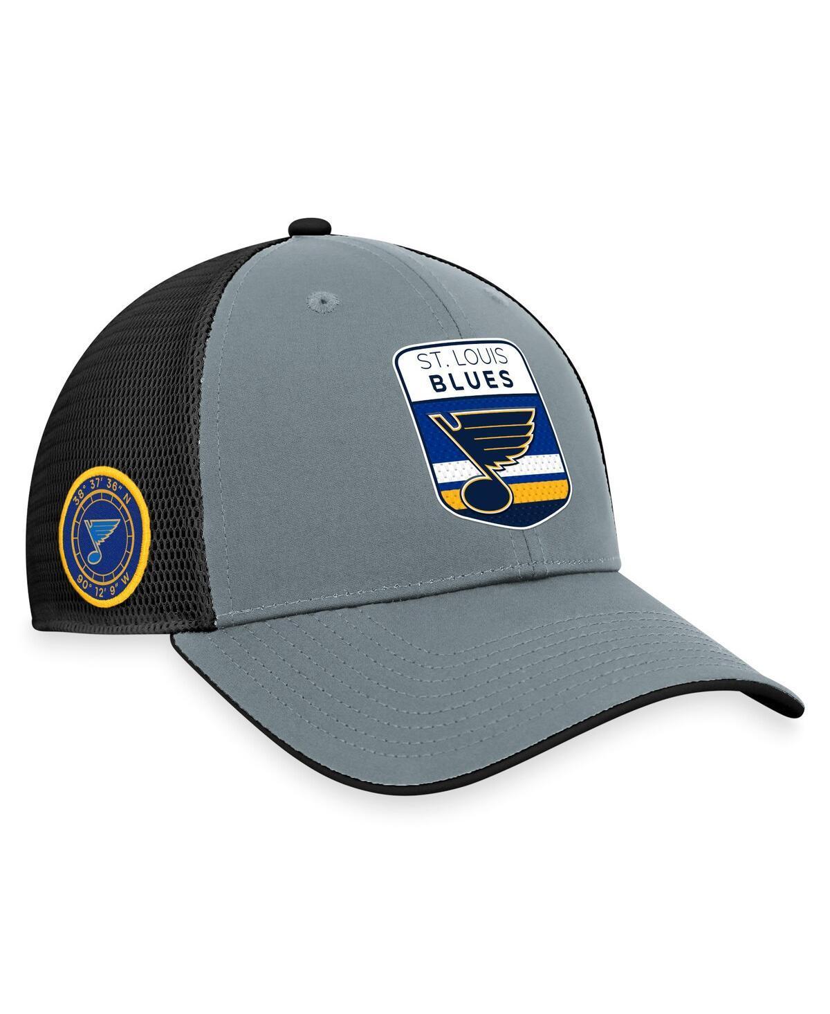 Mens Fanatics Branded Gray/Black St. Louis Blues Authentic Pro Home Ice Trucker Adjustable Hat Product Image