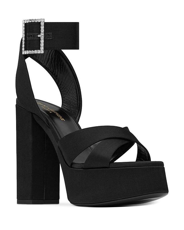 Saint Laurent Bianca Platform Sandals in Satin Crepe Product Image