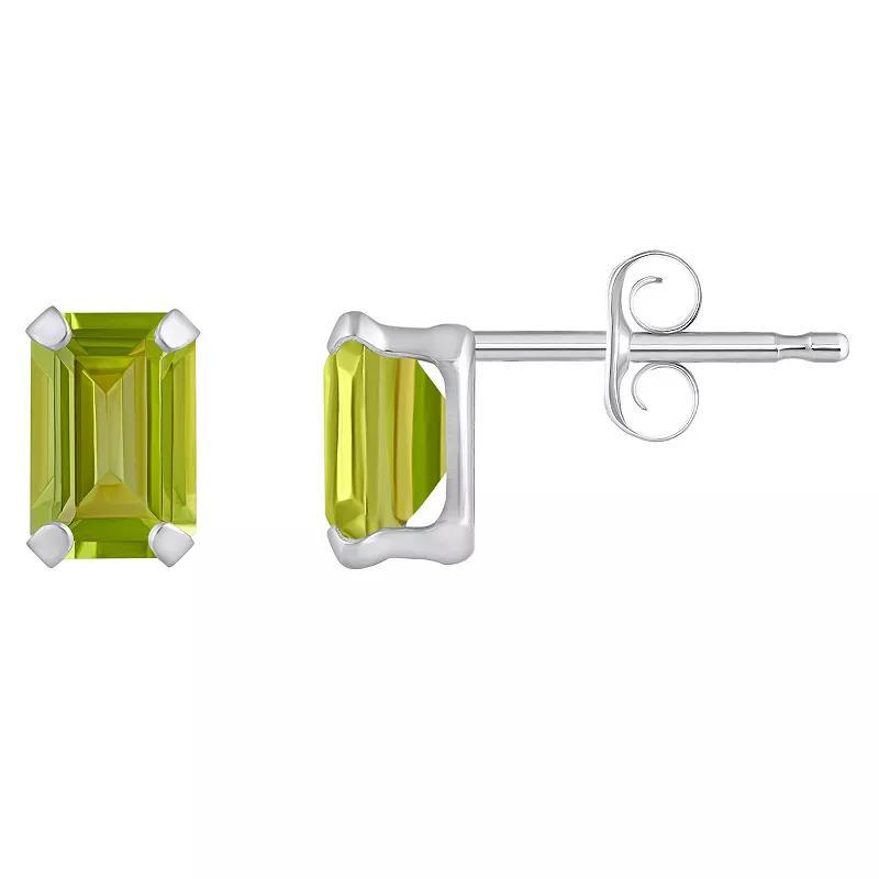 Celebration Gems 10k Gold Emerald Cut Peridot Stud Earrings, Womens, Yellow Product Image