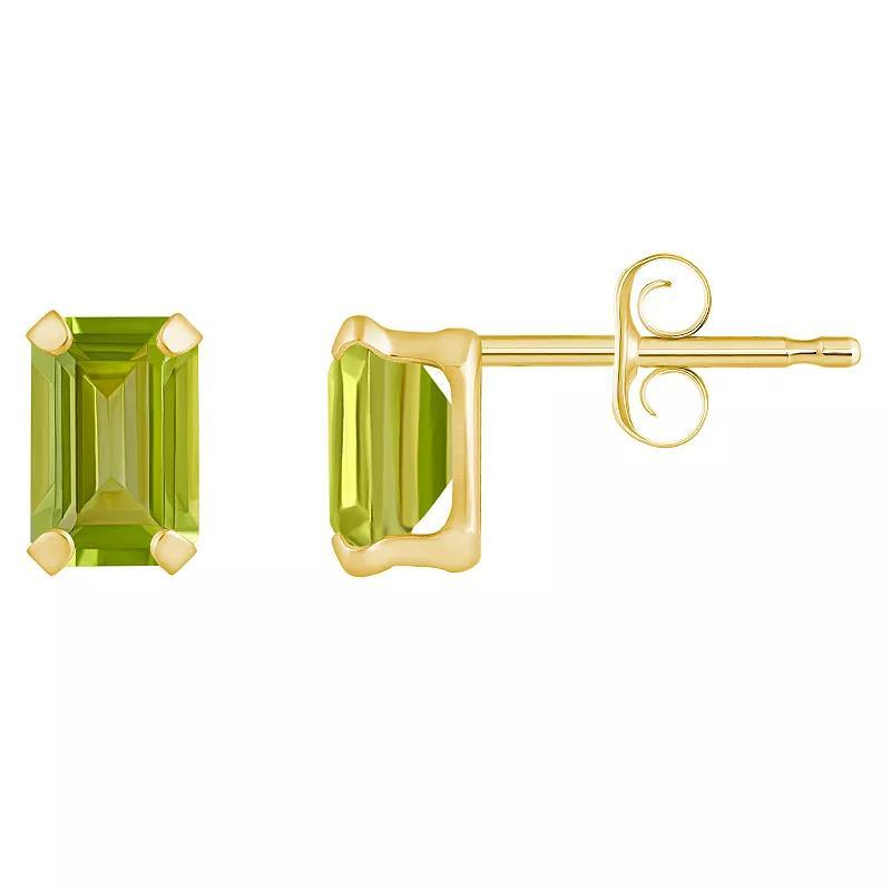 Celebration Gems 10k Gold Emerald Cut Peridot Stud Earrings, Womens, Green Product Image