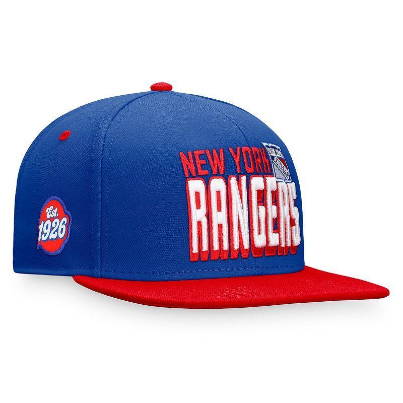 Mens Fanatics Branded Royal/Red New York Rangers Heritage Retro Two-Tone Snapback Hat Product Image