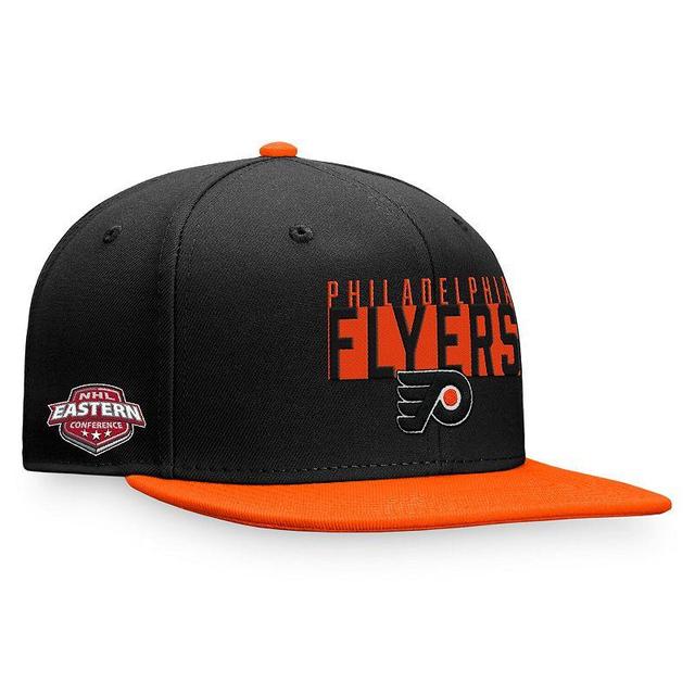 Mens Fanatics Branded Black/Orange Philadelphia Flyers Fundamental Colorblocked Snapback Hat Product Image