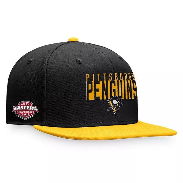 Mens Fanatics Branded Black/Gold Pittsburgh Penguins Fundamental Colorblocked Snapback Hat Product Image