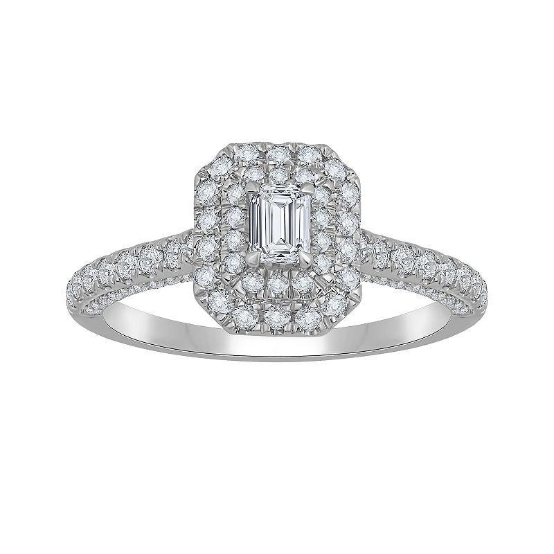 Diamond Medley 14k White Gold 1 Carat T.W. Lab-Grown Diamond Cushion Halo Ring, Womens 14k Whgold Product Image