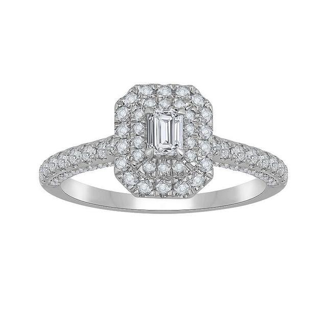 Diamond Medley 14k White Gold 1 Carat T.W. Lab-Grown Diamond Cushion Halo Ring, Womens 14k Whgold Product Image