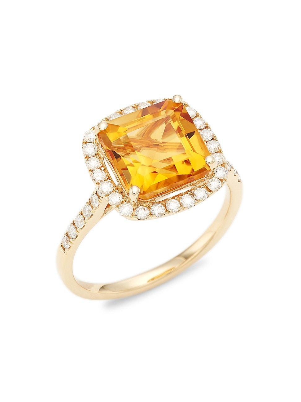 Womens 14K Gold, Diamond & Citrine Ring Product Image