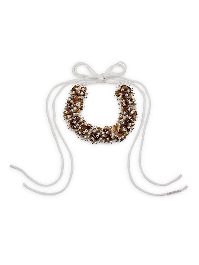 Womens Clustered Faux-Pearl Choker Necklace Product Image