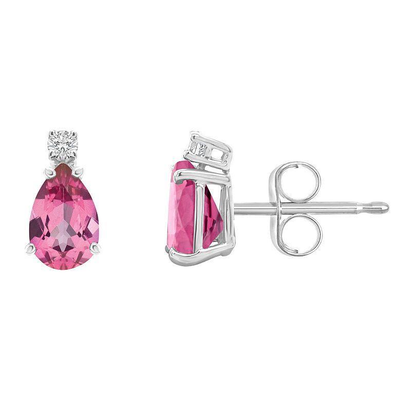 Pink Topaz (1 ct. t.w.) and Diamond Accent Stud Earrings in 14K Yellow Gold or 14K White Gold Product Image