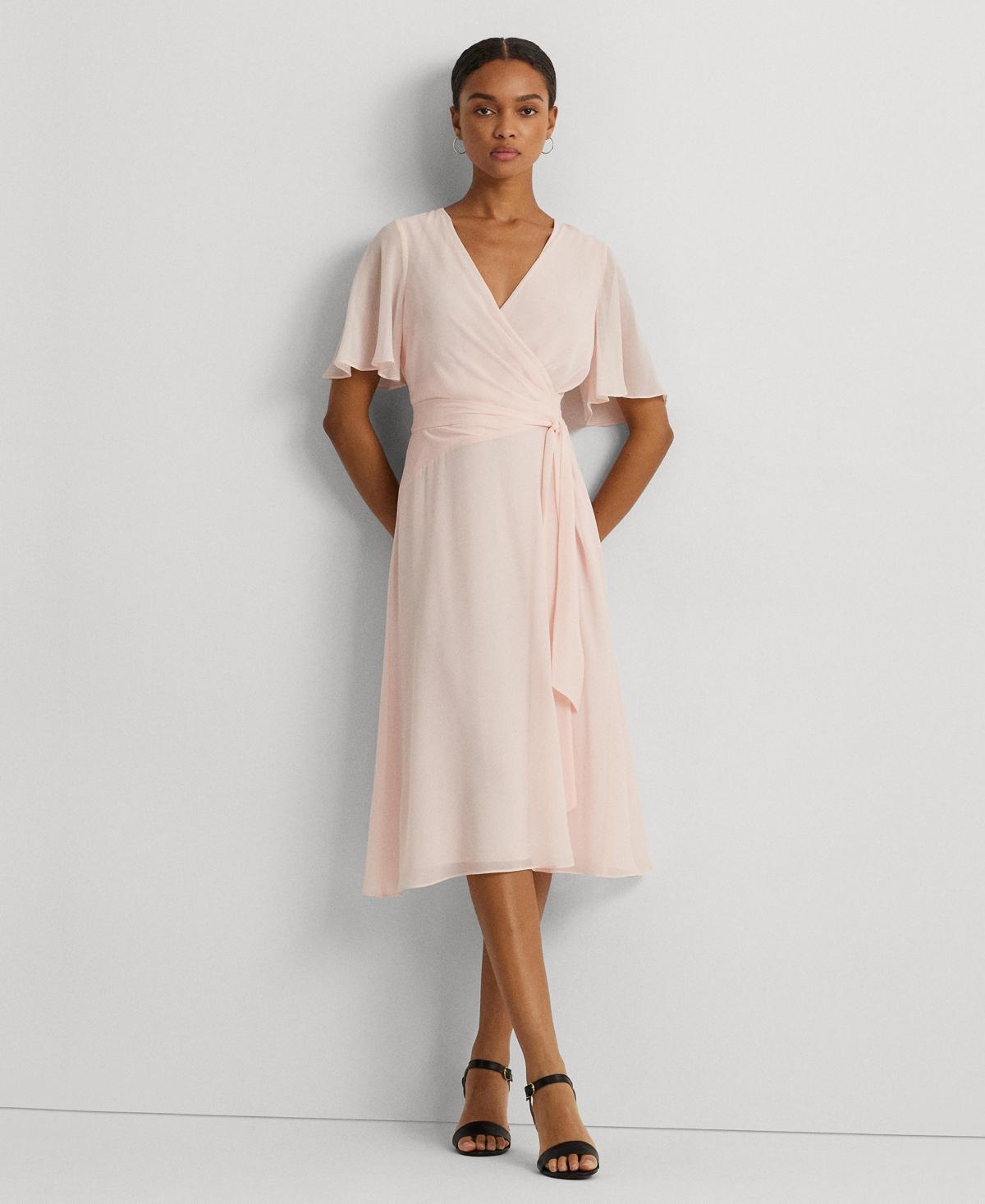 Lauren Ralph Lauren Womens Belted Georgette Dress Product Image