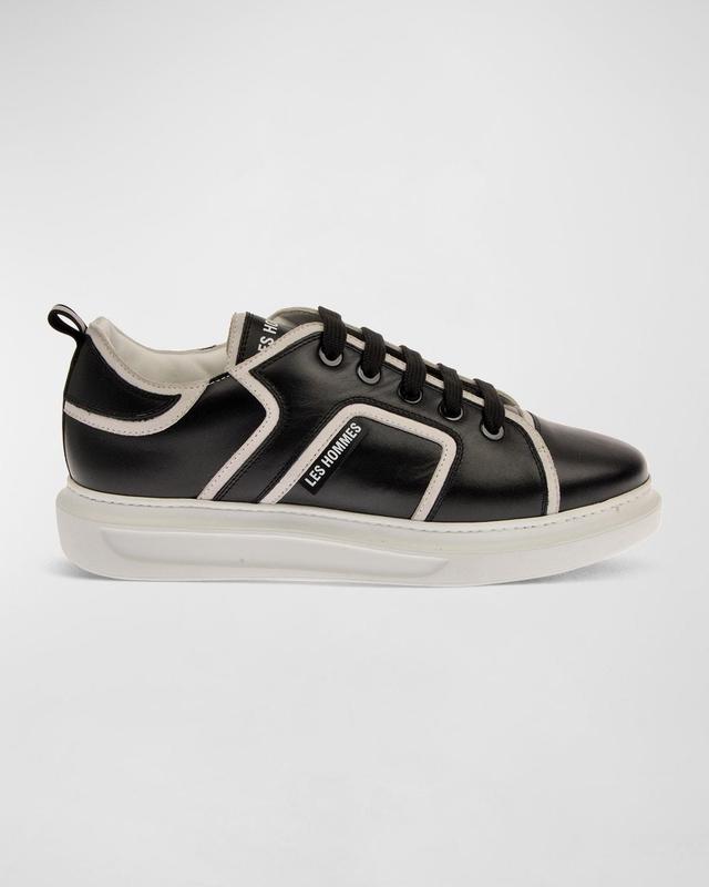 Mens Two-Tone Leather Low-Top Sneakers Product Image