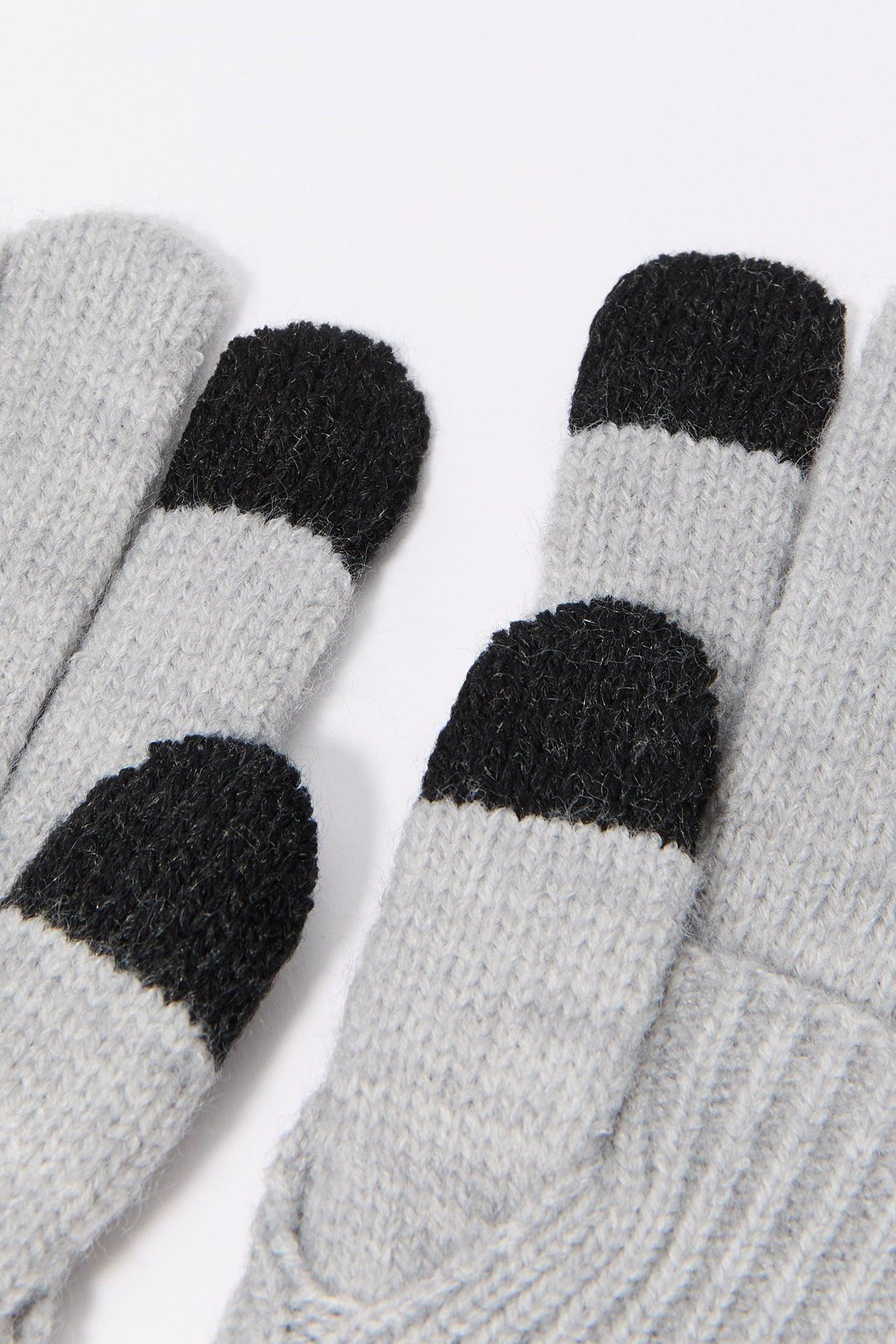 Ribbed Knit Overlay Touch Screen Gloves Female Product Image